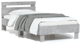 Giroletto con testiera e led grigio cemento 75x190 cm