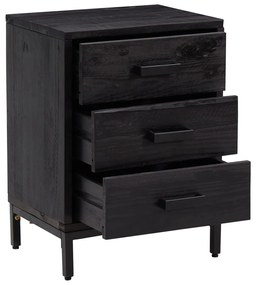 Comodino nero 40x30x55 cm legno massello di pino riciclato