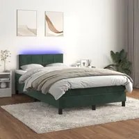 Letto a Molle con Materasso e LED Verde Scuro 120x200cm Velluto 3134396