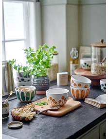 Ciotoline in set bianche/blu in gres 3 pz 500 ml Linora – Bloomingville