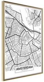 Poster  City map: Amsterdam  Cornice Quadri Cornice d'oro, Larghezza x Altezza Home decor 20x30