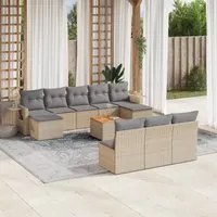 Set Divano da Giardino 11 pz con Cuscini Beige Misto Polyrattan 3257102