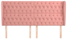 Testiera ad orecchio rosa 203x23x118/128 cm in velluto