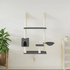 Albero Per Gatti Con Tiragraffi A Parete Grigio Scuro 153 Cm /