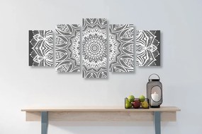 Quadri 5 pezzi – Mandala armonia in bianco e nero