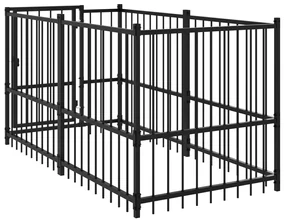 Gabbia per cani nera 193,5x97x100 cm in acciaio