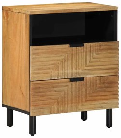 Comodino Marrone 50x33x60 Cm İn Legno Massello Di Mango /