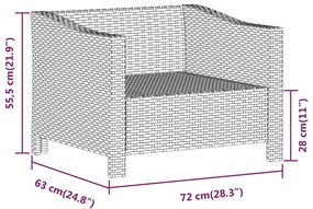 Set Divani da Giardino 6 pz con Cuscini in Polyrattan Grigio