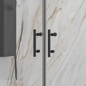 Porta doccia saloon 90-95 cm profili neri altezza 200h | KSAL2800AN - KAMALU