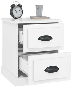 Comodini 2 pz Bianco Lucido 39x39x47,5 cm in Legno Multistrato