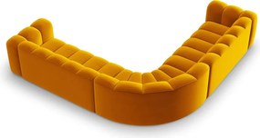 Divano angolare componibile giallo con rivestimento in velluto Lupine – Micadoni