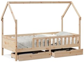 Giroletto bambini con cassetti 90x200 cm legno massello di pino