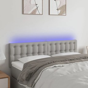 Testiera A Led Grigio Chiaro 144x5x78/88 Cm İn Tessuto /