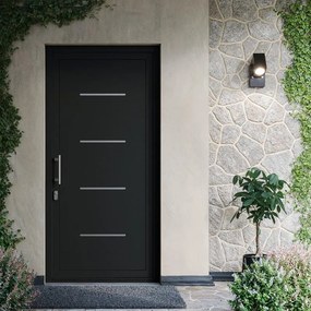 Porta d'ingresso DOLCETTI in PVC pannello bugnato mod.172 L 90 x H 210 cm in PVC antracite, apertura spingere a sinistra, falso telaio non incluso