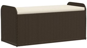 Cassapanca con cuscino marrone 115x51x52 cm in polyrattan