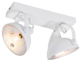 Plafoniera industriale bianca con argento 2 luci orientabili - Magnax