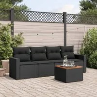 Set Divani da Giardino 5 pz con Cuscini in Polyrattan Nero 3223997