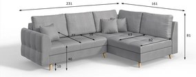 Divano angolare grigio (angolo destro) Ariella - Ropez