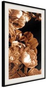 Poster  Summer Flowers in Sepia  Cornice Quadri Cornice nera con pass-partout, Larghezza x Altezza Home decor 20x30