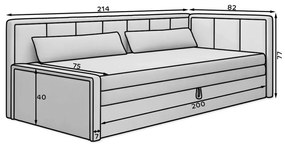 Divano grigio scuro allungabile/con contenitore e rivestimento in ciniglia 214 cm Fulgeo – ELTAP