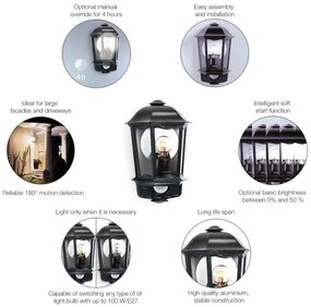 Steinel 644413 - Lampada da parete con sensore per esterno L 190 S 1xE27/100W/230V