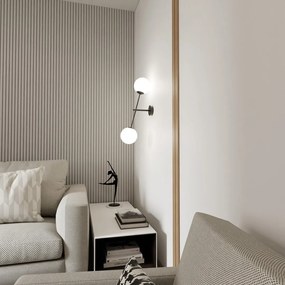 Applique da Parete in Acciaio e Vetro LINEAR K2 Nero 2xE14