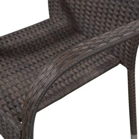 Sedie da esterno impilabili 6 pz in polyrattan marrone