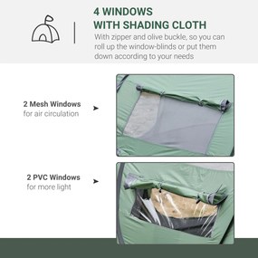 Tenda da Campeggio Pop Up 4-5 Persone 263,5x220x123 cm con Porte e Finestre Verde e Grigio...