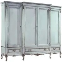 Armadio 4 porte classico legno shabby bianco argento 252x60x242 - Mobili 2G