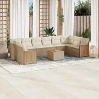 Set Divani da Giardino 11 pz con Cuscini Beige in Polyrattan 3260413