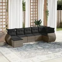 Set Divani da Giardino 7 pz con Cuscini Grigio in Polyrattan 3254017