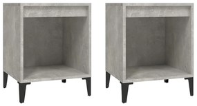 Comodini 2 pz grigio cemento 40x35x50 cm