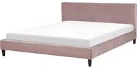 Letto 180 x 200 cm con rete a doghe in velluto rosa contemporanea