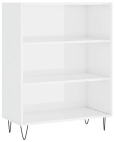 Libreria bianco lucido 69,5x32,5x90 cm in legno multistrato