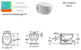 Kamalu - wc sospeso design moderno copriwater soft-close linea elis
