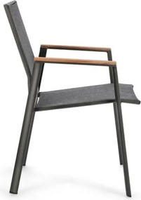 Sedia Da Esterno In Alluminio E Textilene Con Braccioli Cameron Antracite Bizzotto