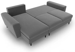 Divano angolare grigio chiaro allungabile e con contenitore con rivestimento in velluto Kyoto – Cosmopolitan Design