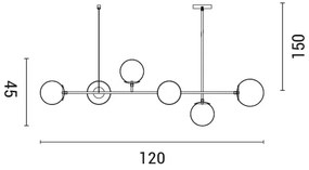 Lampadario a sospensione con filo 6xE27/10W/230V oro