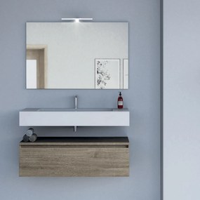 Mobile Bagno Sospeso 100 Cm Un Cassetto Specchio Con Illuminazione Led Esseci Arredo Bagno "Alba"