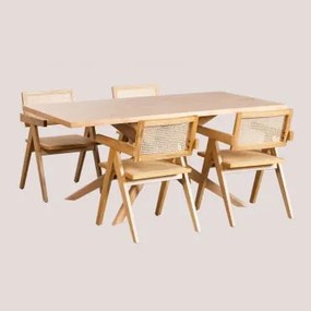 Set tavolo da pranzo rettangolare (180x90 cm) Arnaiz e 4 sedie con - Sklum