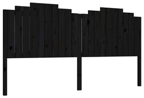 Testiera per letto nera 206x4x110 cm in legno massello di pino
