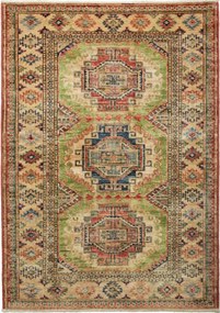 Kazak Tappeto orientale 80x110 Verde (Pakistan) Annodato A Mano