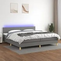 Letto a Molle Materasso e LED Grigio Scuro 200x200cm in Tessuto 3133582