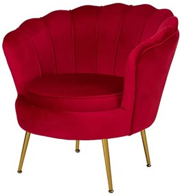 Poltrona velluto con schienale a conchiglia - FIORE finitura Bordeaux