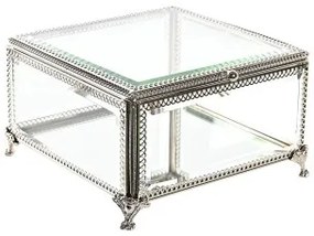 Scatola-Portagioie DKD Home Decor Cristallo Metallo 16 x 16 x 10 cm Argentato Trasparente