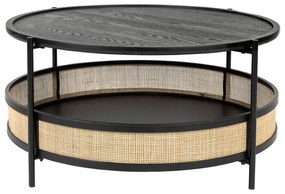 Tavolino da salotto rotondo nero/di colore naturale ø 80 cm Makoto – White Label