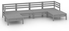 Set salotto da giardino 6 pz in legno massello di pino grigio