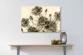 Stampa su tela – Bouquet vintage di rose in versione seppia