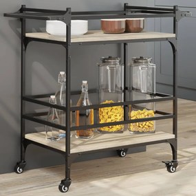 Carrello Da Cucina Rovere Sonoma 82x40x78,5cm Legno Multistrato /