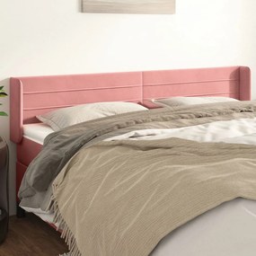 Testiera Ad Orecchio Rosa 163x16x78/88 Cm İn Velluto /